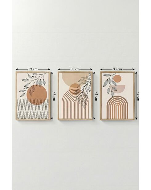 Pannello decorativo con cornice in MDF (3 pezzi) multicolore - 33 x 48 cm