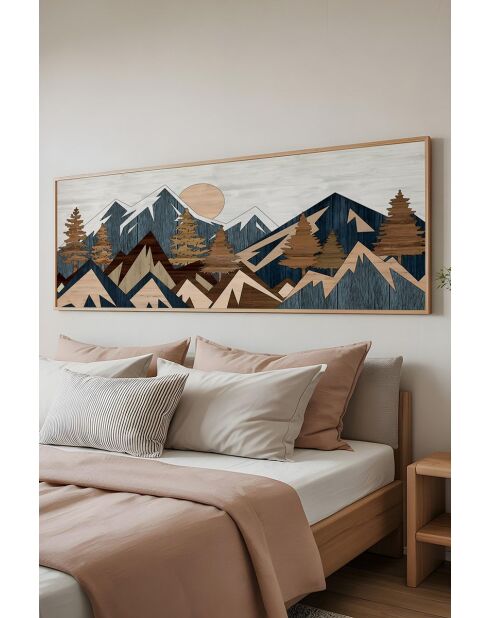 Tableau décoratif encadré en MDF multicolore - 50 x 120 cm