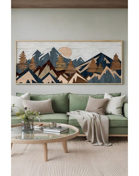 Tableau décoratif encadré en MDF multicolore - 50 x 120 cm