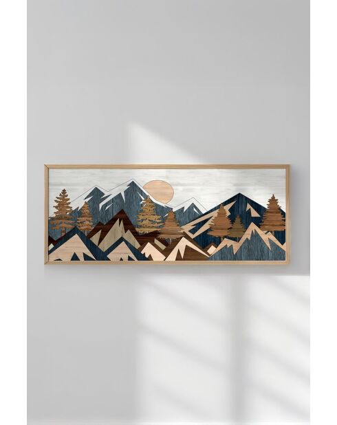 Tableau décoratif encadré en MDF multicolore - 50 x 120 cm