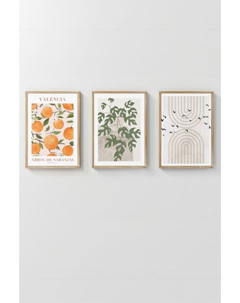 Tableau décoratif encadré en MDF (3 pièces) multicolore - 33 x 48 cm