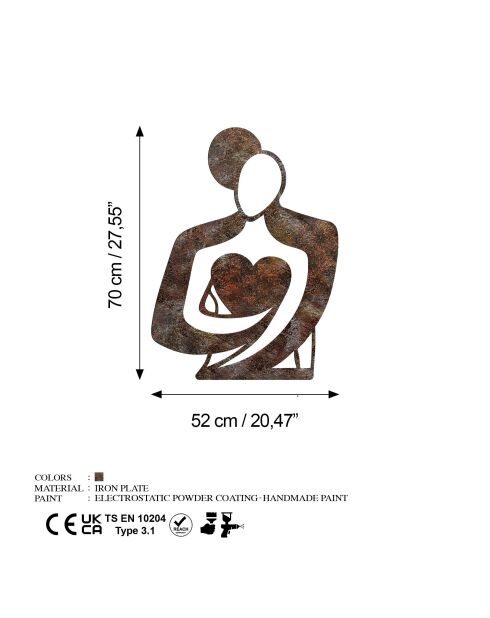 Accessorio decorativo da parete in metallo antico - 70 x 52 cm