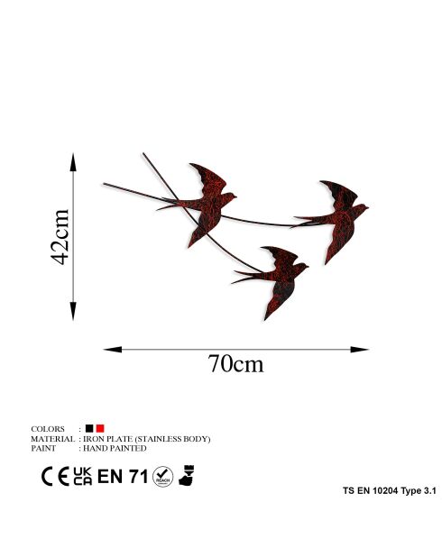 Dekoratives mehrfarbiges Wandzubehör aus Metall - 42 x 70 cm