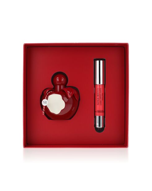 Nina Rouge-Set: Nina Rouge Eau de Toilette Spray, 50 ml, mit ausgefallenem rosafarbenem, mattem Jumbo-Lippenstift