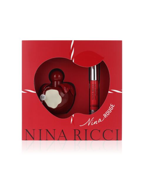 Nina Rouge-Set: Nina Rouge Eau de Toilette Spray, 50 ml, mit ausgefallenem rosafarbenem, mattem Jumbo-Lippenstift
