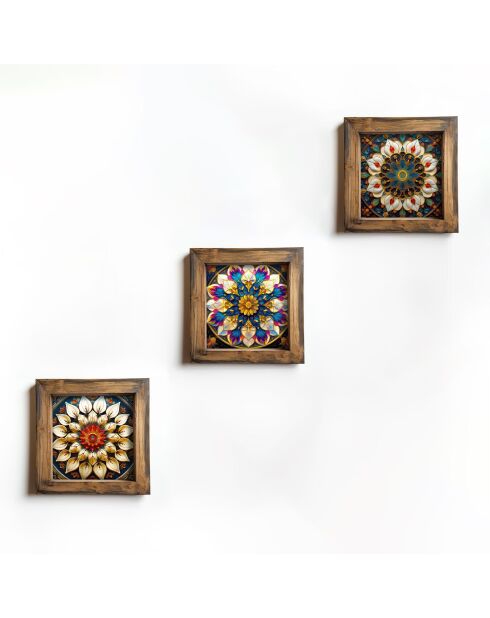 Quadro decorativo in MDF con cornice (3 pezzi) 16 x 16 x 2 cm