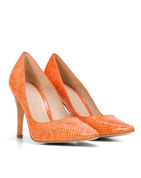 Chaussures à talon en cuir Heidi orange - Talon 9,5cm