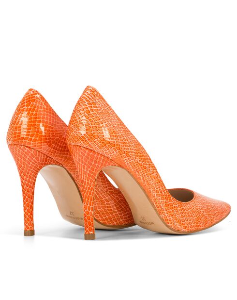 Chaussures à talon en cuir Heidi orange - Talon 9,5cm