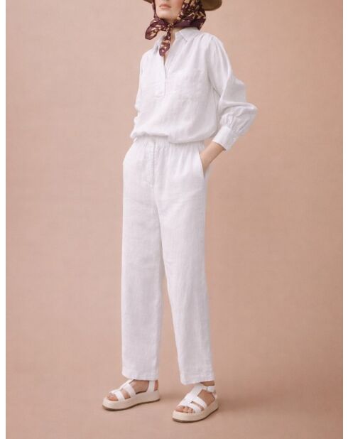 Lauriane weiße Hose aus 100% Leinen