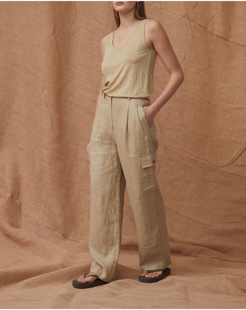 Pantaloni Lambert sage 100% lino