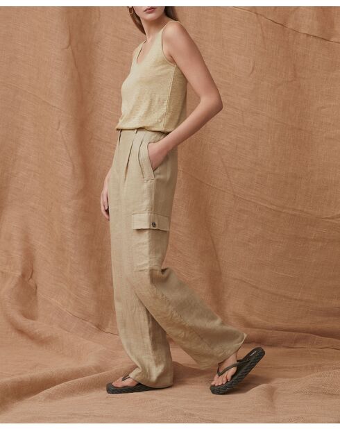 Pantaloni Lambert sage 100% lino