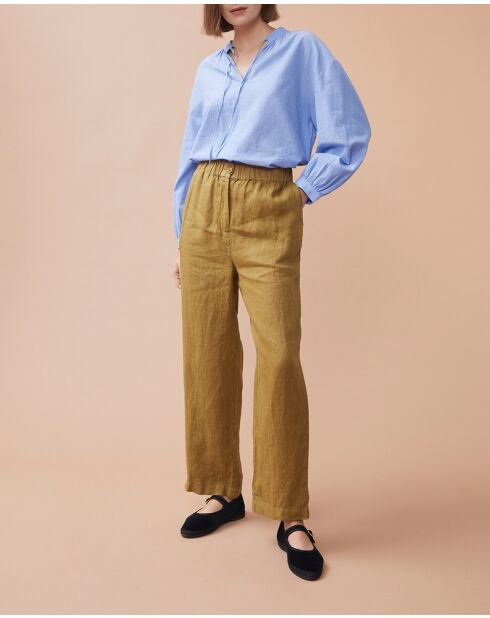 Pantalones Lauriane khaki 100% lino