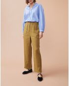 Pantalones Lauriane khaki 100% lino