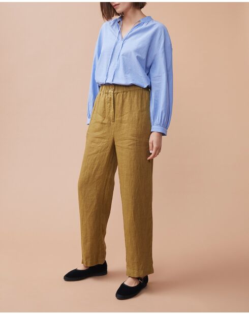 Pantalones Lauriane khaki 100% lino