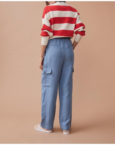 Pantaloni Lambert blu 100% lino