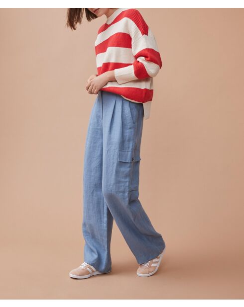 Pantaloni Lambert blu 100% lino