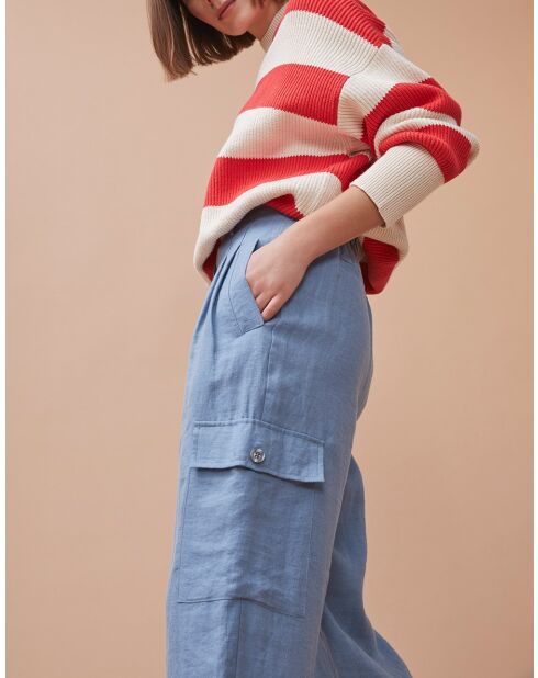 Pantaloni Lambert blu 100% lino