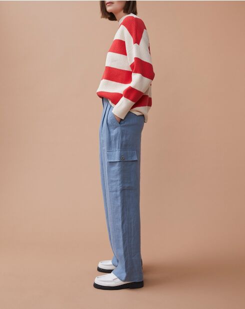 Pantaloni Lambert blu 100% lino