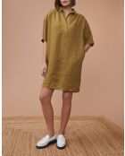 Laureen khakifarbenes Kleid aus 100% Leinen