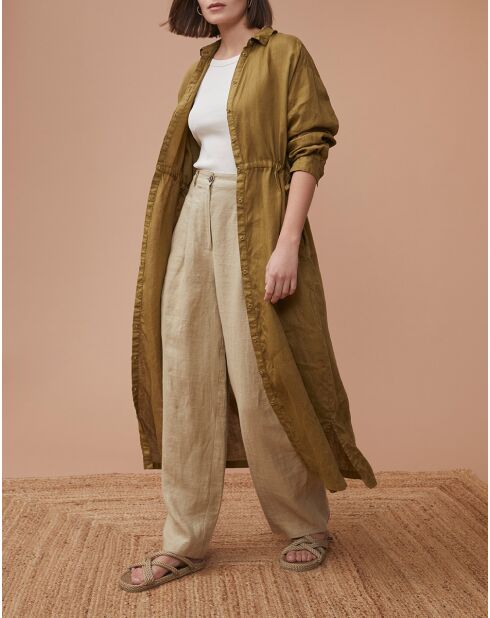 Vestido Laure caqui 100% lino