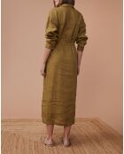 Vestido Laure caqui 100% lino