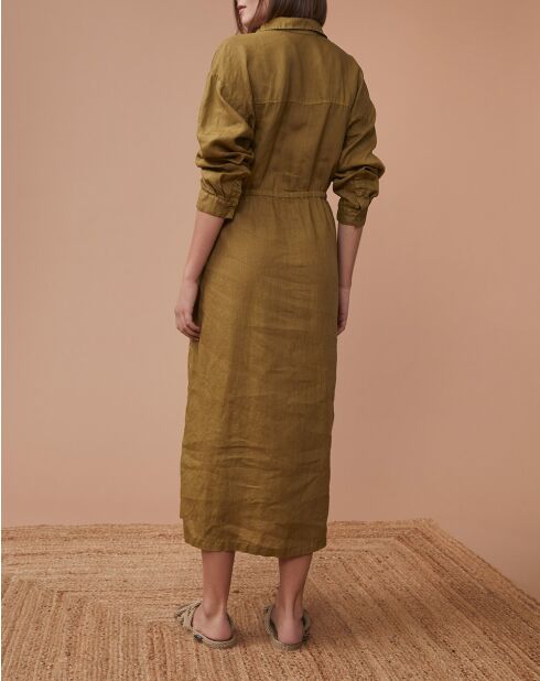 Vestido Laure caqui 100% lino