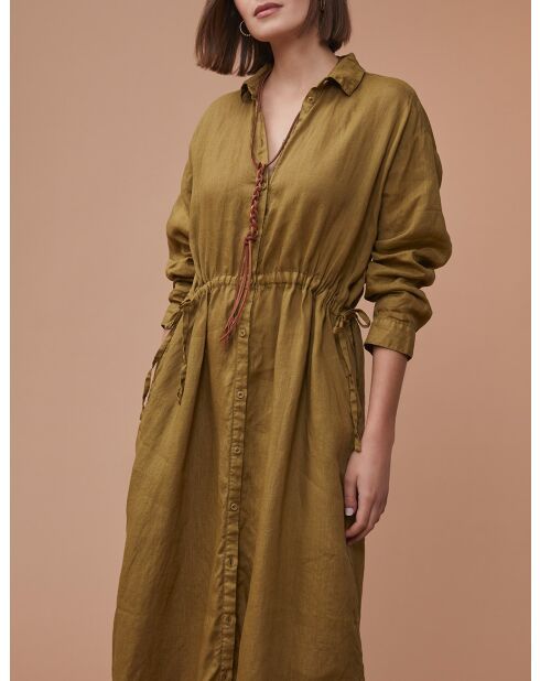 Vestido Laure caqui 100% lino