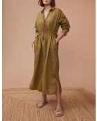 Vestido Laure caqui 100% lino