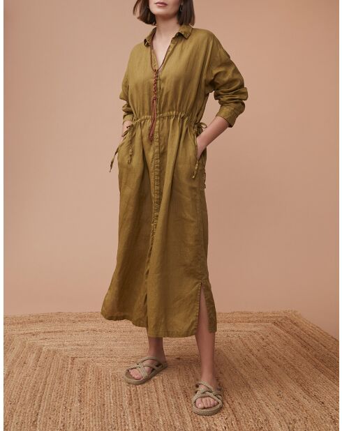 Vestido Laure caqui 100% lino