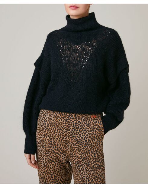 Schwarzer Pullover Elisabeth aus Wollmischung