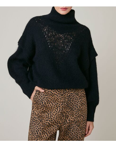 Schwarzer Pullover Elisabeth aus Wollmischung