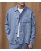 Blauwe jas van 100% linnen Vaness