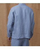 Blauwe jas van 100% linnen Vaness