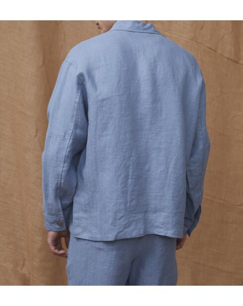 Blauwe jas van 100% linnen Vaness