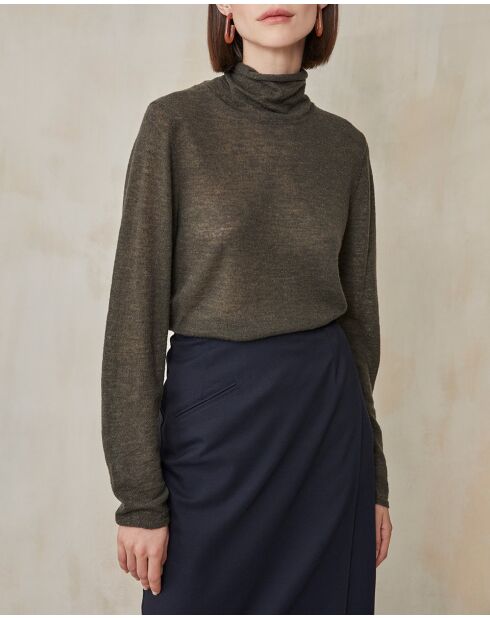 Khakifarbener Mylena Pullover aus Wollmischung