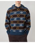 Romilio Prusse melierter Jacquard-Pullover