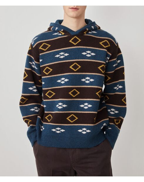 Romilio Prusse melierter Jacquard-Pullover