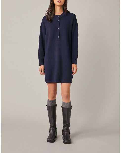 Marineblaues Kleid Enois aus Wollmischung