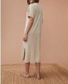 Nanou beige jurk van linnen en katoen