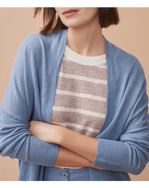 Chaleco Noemie azul 100% lino