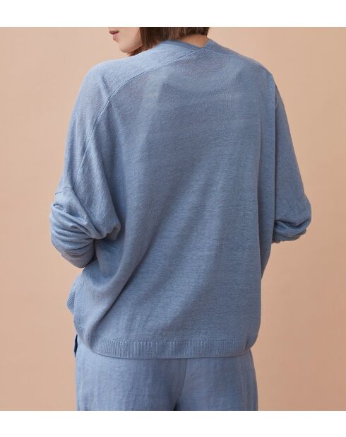 Chaleco Noemie azul 100% lino