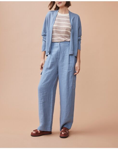 Chaleco Noemie azul 100% lino