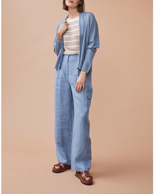 Chaleco Noemie azul 100% lino