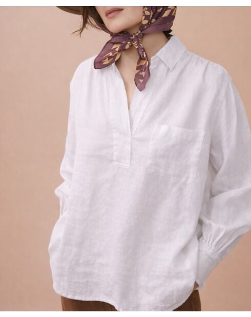 Blusa blanca 100% lino Laurence