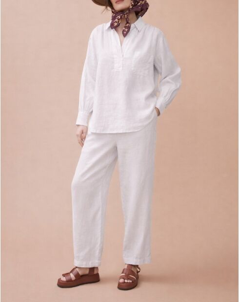 Blusa blanca 100% lino Laurence