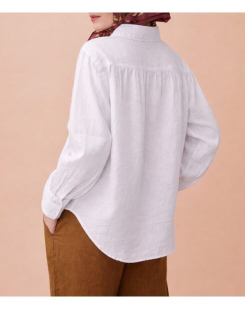 Blusa blanca 100% lino Laurence