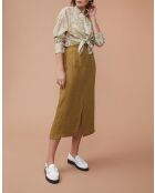 Falda Laura caqui 100% lino