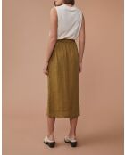 Falda Laura caqui 100% lino