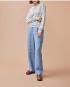 Pull 100% lin Noelya ray bleu