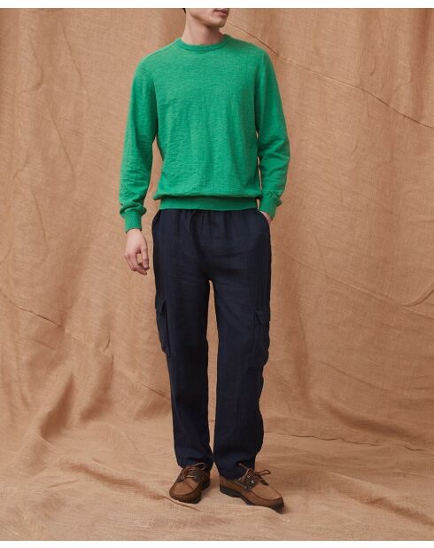 Pantalones Vance azul marino 100% lino